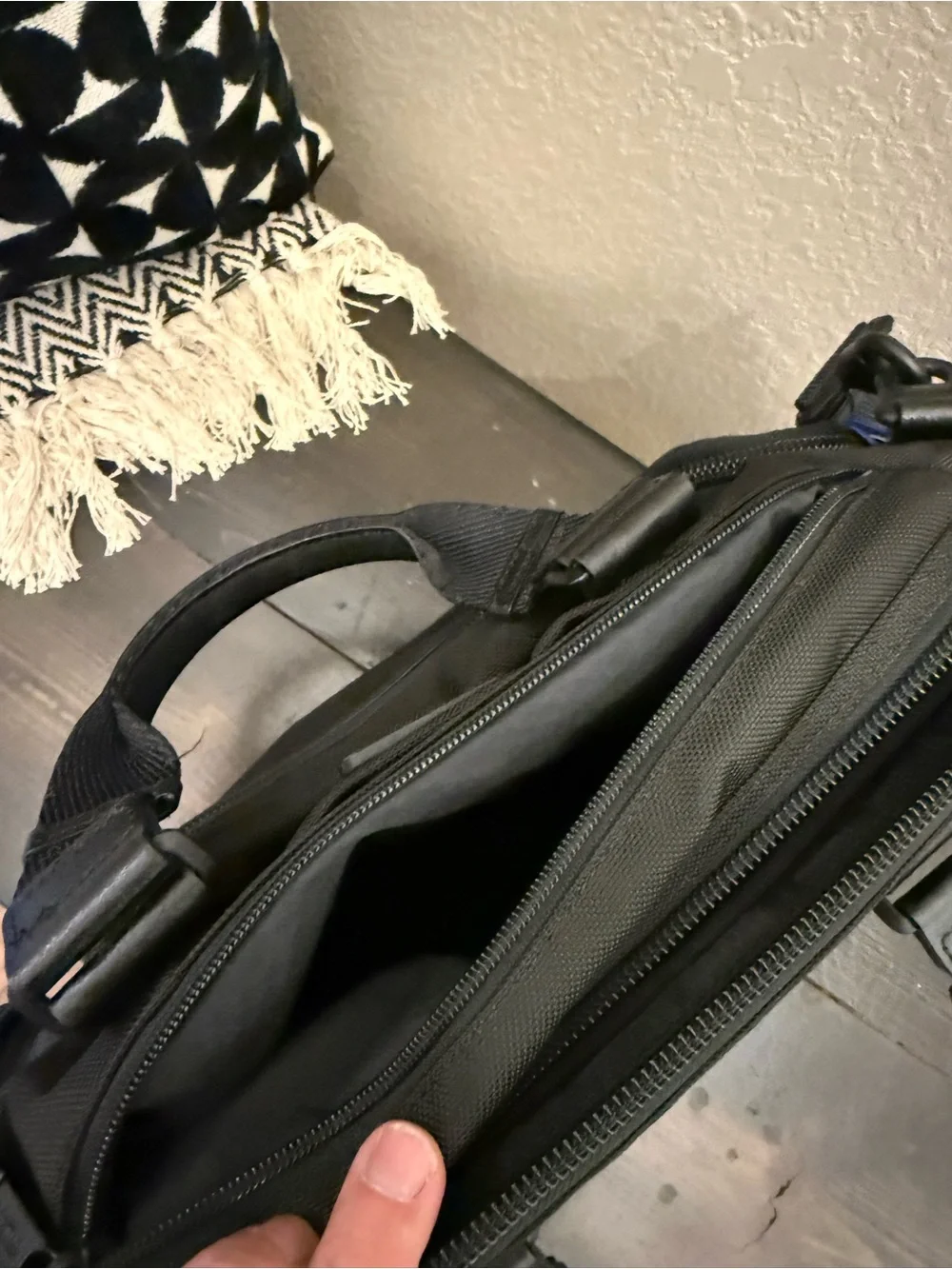 Tumi Black Men's Laptop Briefcase with Front Zip Pocket